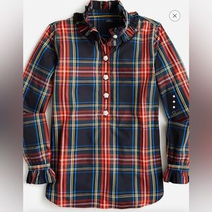 J.crew Classic fit jewel-button popover in Stewart plaidWorn 1x to holiday lunch
